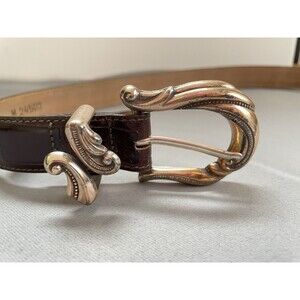 Brighton Belt Allegro Swirl 24507 Brown Croc Embossed Leather SZ M Made in USA